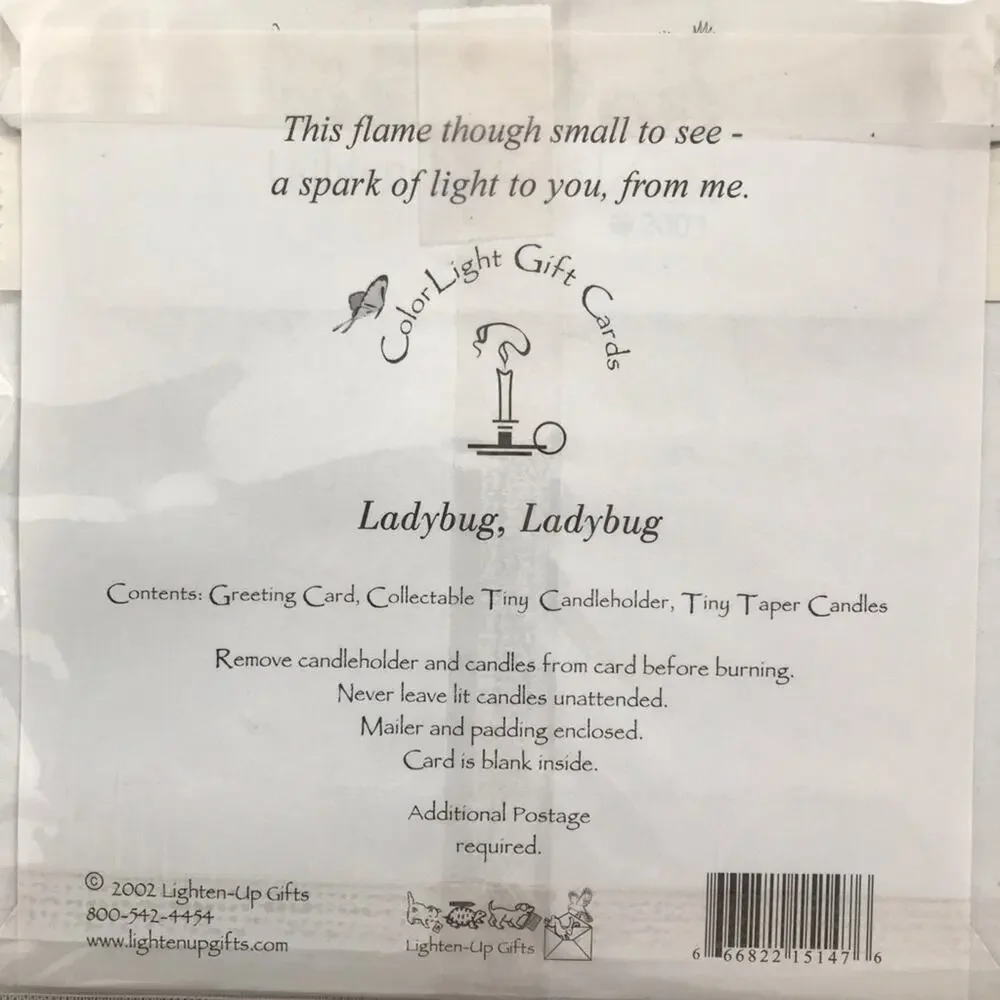 Greeting Cards 4 Set Lady Bug Candle Holders with Tiny Candles